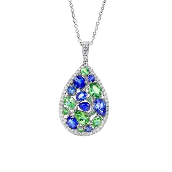 - Emerald and Blue Sapphire Necklace - Picture 8 of 8